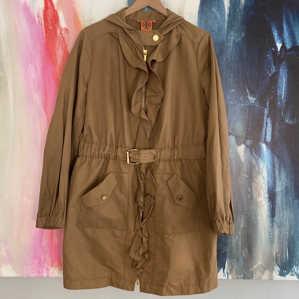 🔥GTC🔥Tory Burch Linen Blend Coat with Hoodie.